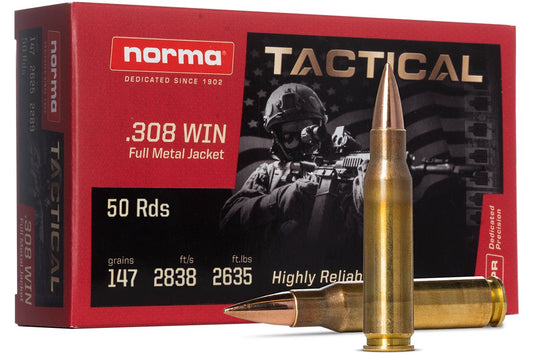 .308 WIN – 147 GR – FMJ – NORMA TACTICAL – QTY 50