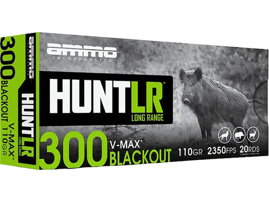 Ammo Inc. 300 AAC Blackout Ammo 110 Grain Hornady V-Max Polymer Tip