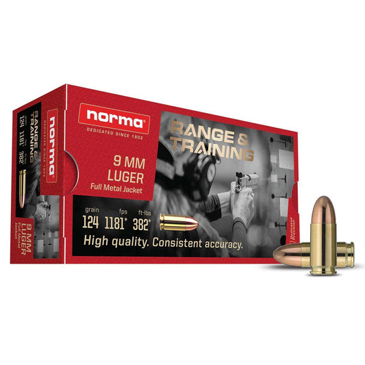 Norma 9mm Luger FMJ 124 gr 50 QTY